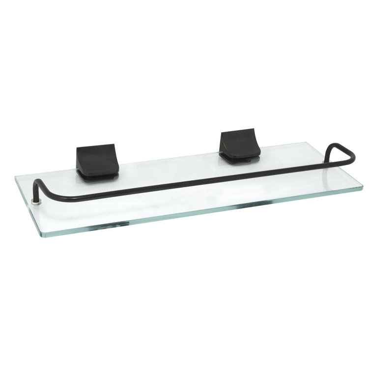 Glass Bathroom Shelf with Black Rail Semis Online